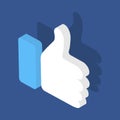 Thumbs up isometric icon. Like concept 3d