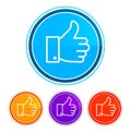 Thumbs up like icon flat design round buttons set illustration design Royalty Free Stock Photo