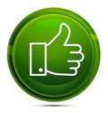 Thumbs up like icon glassy green round button illustration Royalty Free Stock Photo