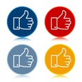 Thumbs up like icon trendy flat round buttons set illustration design Royalty Free Stock Photo