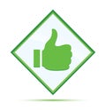 Thumbs up like icon modern abstract green diamond button Royalty Free Stock Photo