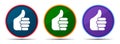 Thumbs up like icon silky smart flat round buton set illustration Royalty Free Stock Photo