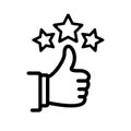 Thumbs up, like icon. Star rating minimal design black line. Star rate icon. Royalty Free Stock Photo