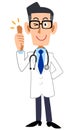 Thumbs up male doctor whole body