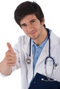 Thumbs up - Male student doctor with stethoscope Royalty Free Stock Photo