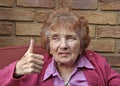 Thumbs up pensioner