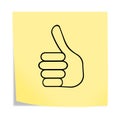 Thumbs up reminder post note 3d illustration isolated on white with clipping path Royalty Free Stock Photo