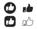 Thumbs-up set of flat icons. Thumbs up collection, hands icon, like icons