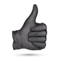 Thumbs-up sign. Hand in black nitrile glove isolated