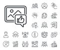 Like photo line icon. Thumbs up sign. Specialist, doctor and job competition. Vector