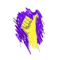 Thumbs up sketch. Best buy. The best choice. For social networking services. Sketch hand drawn. Colour vector.