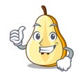Thumbs up slice of ripe green pear character Royalty Free Stock Photo