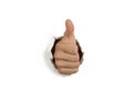 Thumbs Up Success Hand Breaking Through Wall Royalty Free Stock Photo