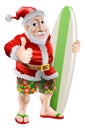 Thumbs up surfing Santa Claus Royalty Free Stock Photo