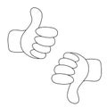 Up and down hands vector - thumbs up and thumbs down - like and dislike icon Royalty Free Stock Photo