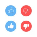 Thumbs up and thumbs down. Like or dislike. Vector illustration line icon