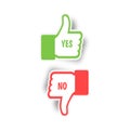 Thumbs up and Thumbs down. Yes and No. Like and Dislike Royalty Free Stock Photo