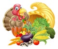 Thumbs Up Turkey and Cornucopia Royalty Free Stock Photo