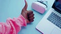 Thumbs Up for Virtual Reality.AI generated image Royalty Free Stock Photo