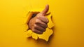 The Thumbs Up Through Wall.AI generated image Royalty Free Stock Photo