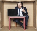 Thumbs up for work in big corporation Royalty Free Stock Photo