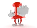 Thumbtack character holding blank business card