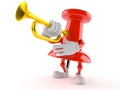 Thumbtack character playing the trumpet