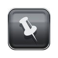 thumbtack icon glossy grey. Royalty Free Stock Photo