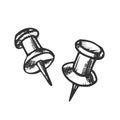 Thumbtack Push Pin Office Business Tool Ink Vector