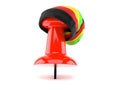 Thumbtack with rasta hat Royalty Free Stock Photo