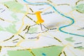 Thumbtack in the world map Royalty Free Stock Photo