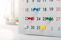 Thumbtacks in calendar - concept of busy schedule Royalty Free Stock Photo