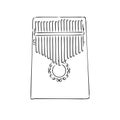 Thump piano or kalimba Mbira or thumb piano isolated on white vector cartoon icon illustration. African musical instrument.