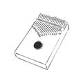 Thump piano or kalimba Mbira or thumb piano isolated on white vector cartoon icon illustration. African musical instrument.