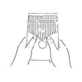 Thump piano or kalimba or thumb piano isolated on white vector cartoon icon illustration. Kalimba, vector sketch illustration