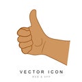 Thumps up, like, ok sign in white background. vector illustration