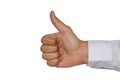 Thumps up sign or clinton sign with white background Royalty Free Stock Photo