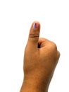 Thums Up kid hand with Russia flag painted in thumb nail