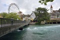 Thun, Aare in Thun city - Aare, Switzerland - 23 july 2017n Switzerland Royalty Free Stock Photo