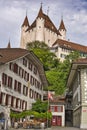 Thun Castle dominating the Thun skyline (Switzerland). It lies in the city of Thun, in the Swiss canton of Ber