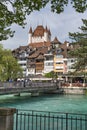 Thun Castle dominating the Thun skyline (Switzerland). It lies in the city of Thun, in the Swiss canton of Ber