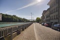 Thun city center with the Aare river passing through the middle of the city Royalty Free Stock Photo