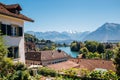 Thun cityscape with Alps mountain and lake in Switzerland Royalty Free Stock Photo