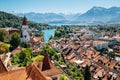 Thun cityscape with Alps mountain and lake in Switzerland Royalty Free Stock Photo