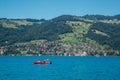 Thun lake and alps mountain village in Switzerland Royalty Free Stock Photo