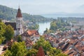 Thun and Thun lake in september Royalty Free Stock Photo