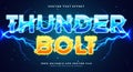 Thunder Bolt blue orange 3D editable text effect Template Royalty Free Stock Photo