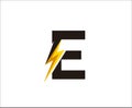 Thunder Bolt E Letter Logo Icon.