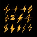 Thunder bolt electic symbol, icon, logo, illustration vector element green technology electricity energy editable