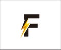 Thunder Bolt F Letter Logo Icon.